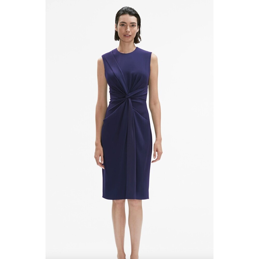 MM Lafleur The Taylor Dress in Deep Indigo Size 8 Midi Sleeveless Front Twist